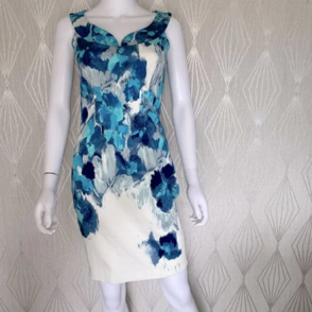 Blue and Ivory Floral Dress